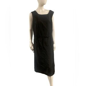Elisabeth  Black Silk Sleeveless Dress W/ Bow Belt Size 16W
